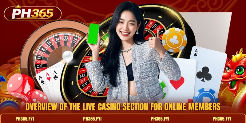Overview of the live casino section for online members Overview of the live casino section for online members